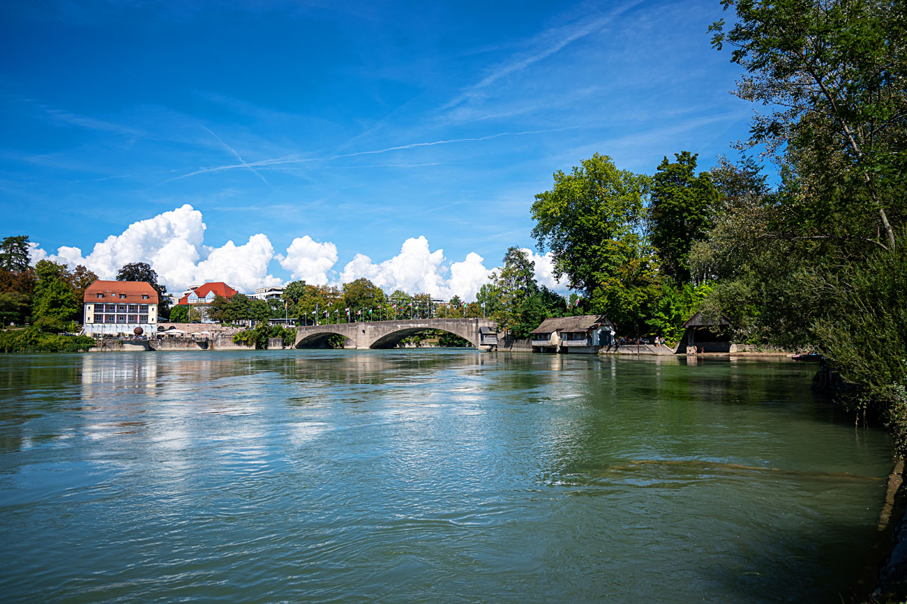 Blick auf Rheinbrücke bei Rheinfelden